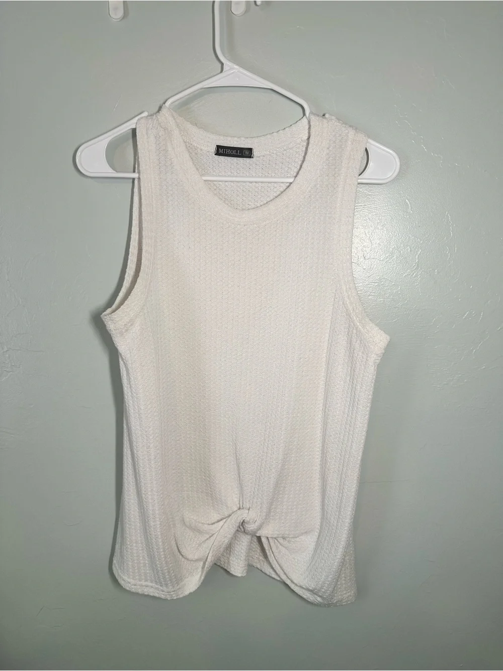 Miholl Ivory Knit Tank with Front Knot